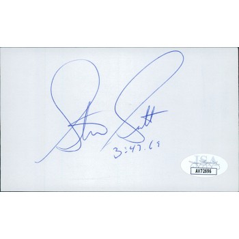 Steve Scott Track Runner Signed 3x5 Index Card JSA Authenticated