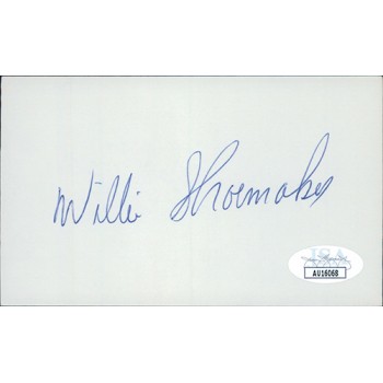 Willie Shoemaker Jockey Signed 3x5 Index Card JSA Authenticated