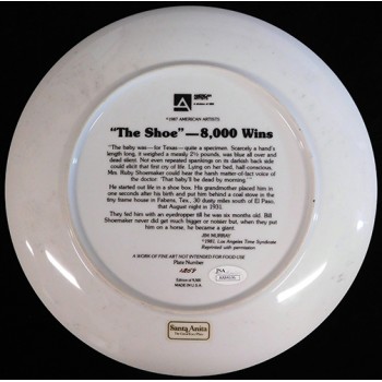 Willie Shoemaker and Fred Stone Signed The Shoe 8000 Wins Collectors Plate JSA Authenticated