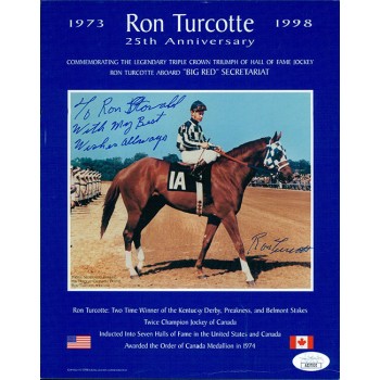 Ron Turcotte Jockey Signed 8x10 Cardstock Promo Photo JSA Authenticated