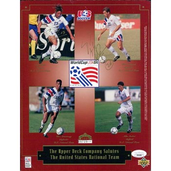 Team USA Cobi Jones & Paul Caligiuri Signed 8.5x11 Cardstock Photo JSA Authentic