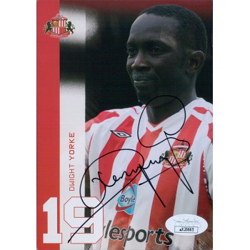 Dwight Yorke Sunderland AFC Signed 4x6 Cardstock Promo Photo JSA Authenticated