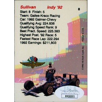Danny Sullivan Indy Car Racer Signed 1993 Hi-Tech Card JSA Authenticated