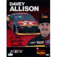 Davey Allison NASCAR Driver Signed 8.25x11 Promo Cardstock Photo JSA Authentic