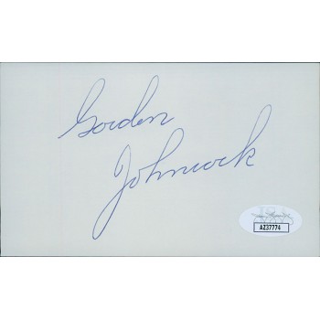 Gordon Johncock Indy Driver Signed 3x5 Index Card JSA Authenticated