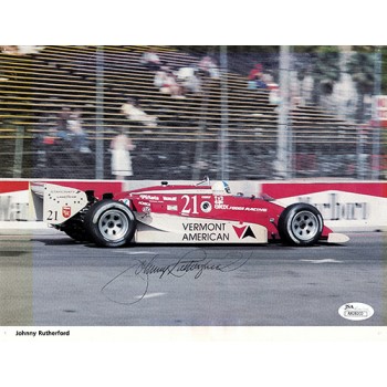 Johnny Rutherford Indy Racer Signed Magazine Page Photo JSA Authenticated