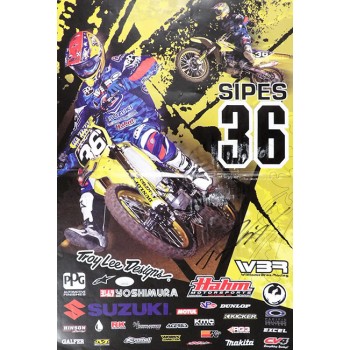 Ryan Sipes Motocross Signed 13x19 Poster JSA Authenticated Water DMG