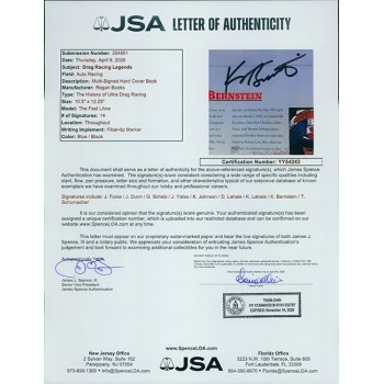 The Fast Lane NHRA Signed Book By 14 JSA Authenticated John Force Don Prudhomme