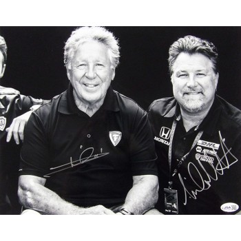 Mario Michael Andretti Indy Car Racer Signed 11x14 Glossy Photo JSA Authentic