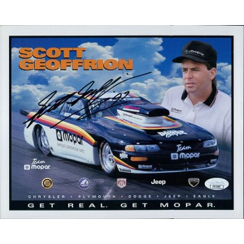 Scott Geoffrion NHRA Driver Signed 8x10 Cardstock Promo Photo JSA Authenticated Scott Geoffrion NHRA Driver Signed 8x10 Cardstock Promo Photo JSA Authenticated