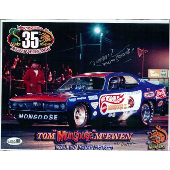 Tom McEwen NHRA Driver Signed 8.5x11 Cardstock Laser Photo JSA Authenticated