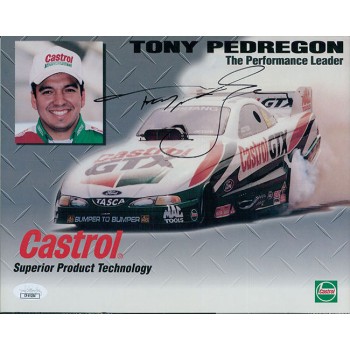 Tony Pedregon NHRA Driver Signed 8x10 Cardstock Promo Photo JSA Authenticated Tony Pedregon NHRA Driver Signed 8x10 Cardstock Promo Photo JSA Authenticated