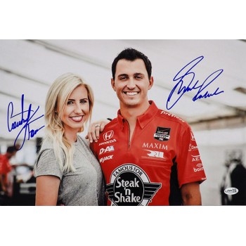Graham Rahal Courtney Force Signed 12x18 Glossy Photo JSA Authenticated