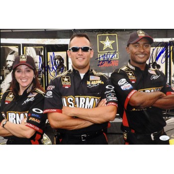 Angelle Sampey Tony Schumacher Antron Brown Signed 12x18 Glossy Photo JSA Auth