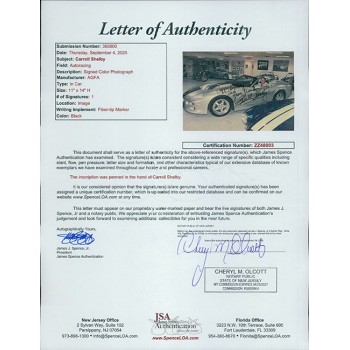 Carroll Shelby Signed 10x14 Glossy Photo JSA Authenticated Personalized Carroll Shelby Signed 10x14 Glossy Photo JSA Authenticated Personalized
