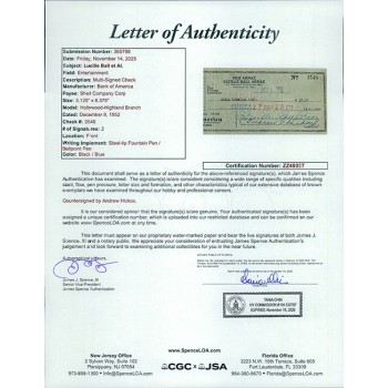 Lucille Ball Arnaz Actress Signed Green Cancelled Bank Check JSA Authenticated