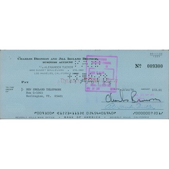 Charles Bronson Actor Signed Cancelled Check JSA Authenticated