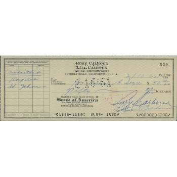 Rory Calhoun Actor Signed Cancelled Check JSA Authenticated