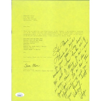 Phyllis Coates Actress Signed 8.5x11 Request Letter Page JSA Authenticated