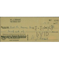 Will J Durant Historian Philosopher Signed Cancelled Check JSA Authenticated