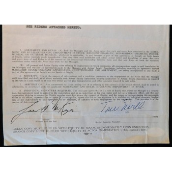 Tom Ewell Actor Signed The Impossible Years Contract JSA Authenticated