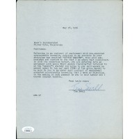 Tom Ewell Actor Signed 8.5x11 Typed Letter JSA Authenticated