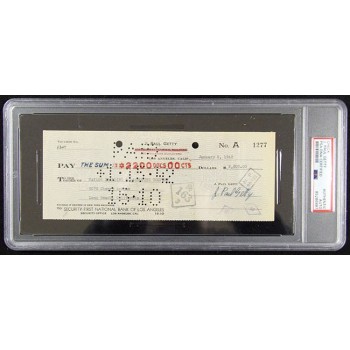 Jean J Paul Getty Oil Tycoon Signed Cancelled Check PSA Authenticated