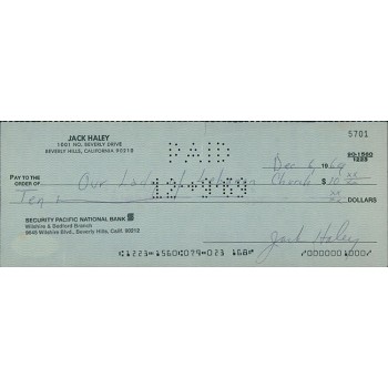 Jack Haley The Wizard of Oz Actor Signed Cancelled Check JSA Authenticated