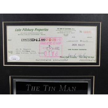 Jack Haley The Wizard of Oz Signed Matted Cancelled Check JSA Authenticated