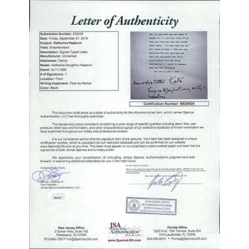 Katharine Hepburn Signed Typed Letter/Note Personal Stationary JSA Authenticated
