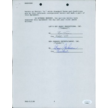 Ben Johnson Signed Typed Artist Loanout Agreement Contract JSA Authenticated