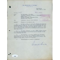 Frank Knox Secretary of the Navy Signed Typed Letter JSA Authenticated