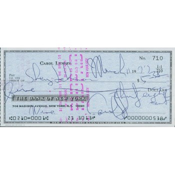 Carol Lynley Actress Signed Cancelled Check JSA Authenticated