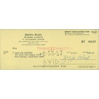 Zeppo Marx Signed Original Vintage Yellow Bank Check JSA Authenticated