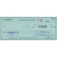 Elizabeth Montgomery Actress Signed Cancelled Check JSA Authenticated