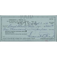 Vincent Price Actor Signed Cancelled Check JSA Authenticated