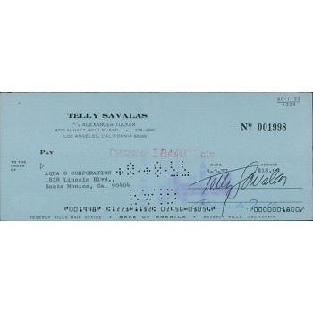 Telly Savalas Actor Signed Cancelled Check JSA Authenticated