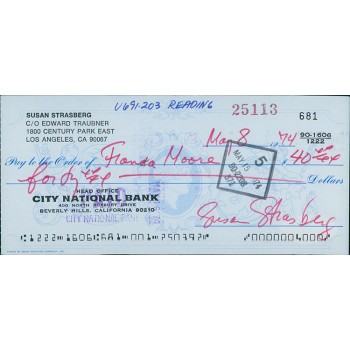 Susan Strasberg Actress Signed Cancelled Check JSA Authenticated