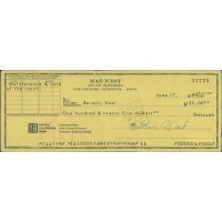 Mae West Actress Singer Signed Cancelled Check JSA Authenticated