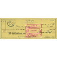 Mae West Actress Singer Signed Cancelled Check JSA Authenticated