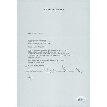 Joanne Woodward Actress Signed 7x10.5 Typed Letter JSA Authenticated Joanne Woodward Actress Signed 7x10.5 Typed Letter JSA Authenticated