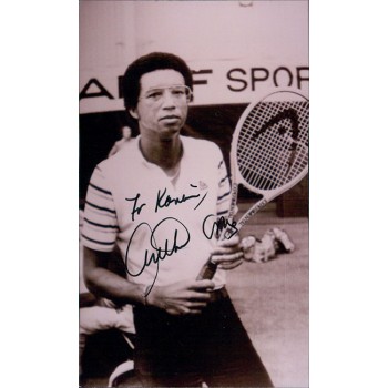Arthur Ashe Tennis Star Signed 3x5 Matte Photo JSA Authenticated Personalized Arthur Ashe Tennis Star Signed 3x5 Matte Photo JSA Authenticated Personalized