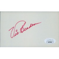 Vic Braden Tennis Star Signed 3x5 Index Card JSA Authenticated