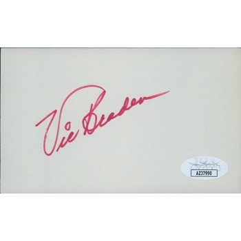 Vic Braden Tennis Star Signed 3x5 Index Card JSA Authenticated