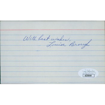 Louise Brough Tennis Star Signed 3x5 Index Card JSA Authenticated