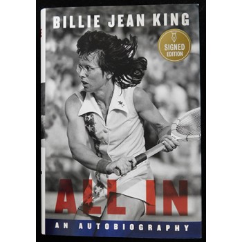 Billie Jean King Signed All In An Autobiography First Edition Book JSA Authentic