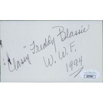 Freddie Blassie WWF Wrestler Signed 3x5 Index Card JSA Authenticated