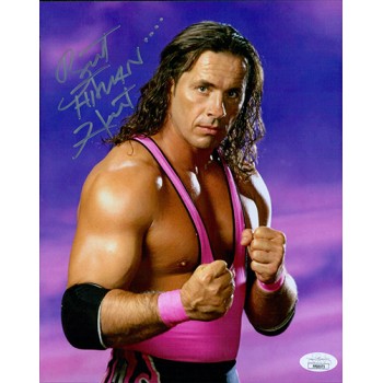 Bret The Hitman Hart Wrestler WWF WWE Signed 8x10 Glossy Photo JSA Authenticated
