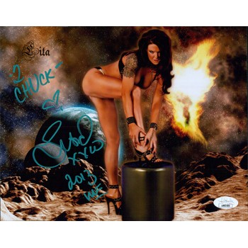 Lita WWF WWE ECW ECW Diva Wrestler Signed 8x10 Glossy Photo JSA Authenticated