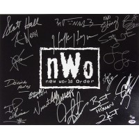 NWO Hulk Hogan Scott Hall Sting Bret Hart Signed 16x20 Matte Photo JSA Aut By 18